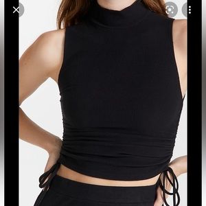 NWT BB Dakota Top Steve Madden Side Step Tank Ruched Black S